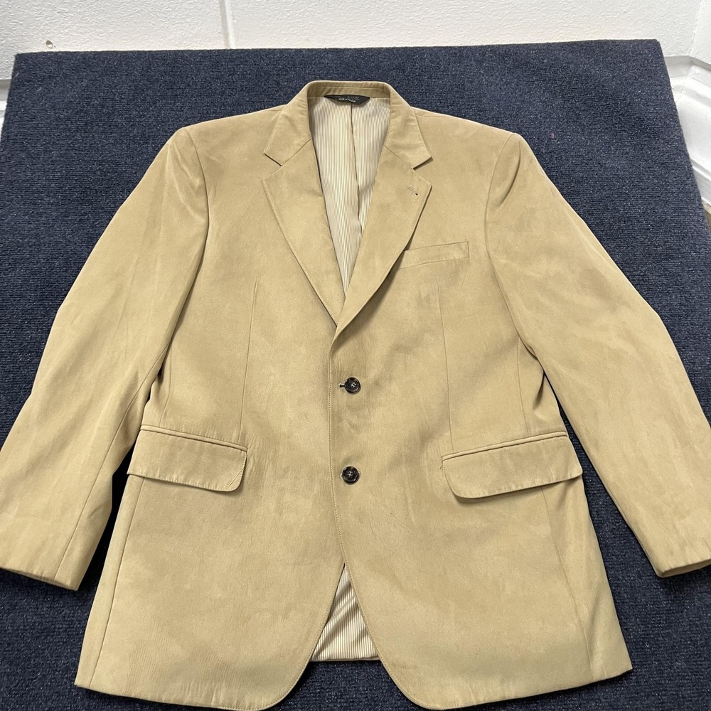 Jos A Bank Blazer Mens Large Tan Two Button Sport Coat Jacket Classic Casual‎
